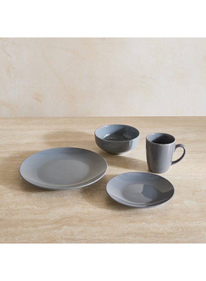 Home Box Glossy Grey 16-Piece Dinner Set for 4 - Image 2